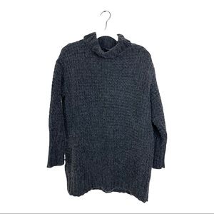 Eileen Fisher Size Medium Dark Grey Wool Cashmere Silk Blend Turtleneck Sweater